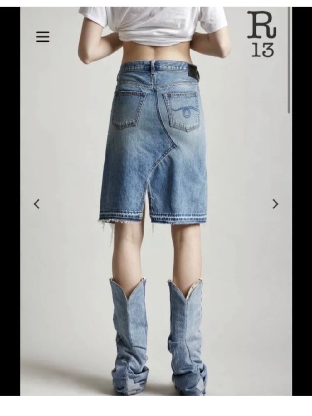 R13 Skirt Distressed Destroyed Norbury Jasper Denim Blue Jean Sz 28 Grunge $450 - Picture 2 of 16